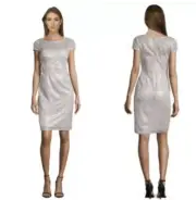 NWT Adrianna Papell feather sequin sheath cocktail dress size 14W