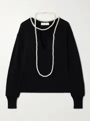 [Zimmermann] Zimmermann - Crush Faux Pearl-embellished Wool Sweater - Black - 3 3 Black