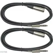 2PACK 15ft foot 3pin XLR MALE to 1/4" TRS STEREO plug shielded audio cable cord