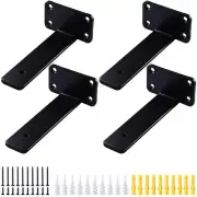 4-Pack 6 Inch Metal Floating Shelf Brackets Heavy-Duty Hidden L Shelf Support...