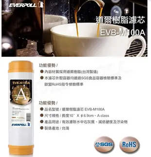 EVB-M100A/EVBM100A-EVERPOLL一般標準型樹脂濾心●一次購4支,優惠價980元●