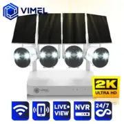 WIFI NVR Security System 4 cameras Solar Panel UHD 2K Wireless Outdoor Home