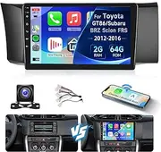 2+64G for Toyota GT86/Subaru BRZ Scion FRS 2012-2016 Car Radio with Wireless Carplay/Android Auto,Android Car Stereo 9“ Touch Screen 28UI GPS WiFi Bluetooth FM/RDS Mirror Link SWC+Backup Camera&Mic