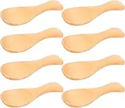 domoi 8Pcs Small Wooden Salt Spoon Solid Wood Condiments Spoon Handmade Honey Teaspoon Seasoning Sugar Coffee Tea Jam Mustard Ice Cream Milk Crude Wood