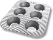 Nonstick Toaster Oven 6 Cup Muffin Pan, Aluminized Steel