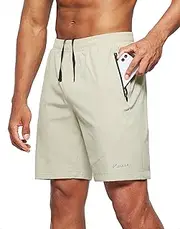 [Pudolla] Men's Workout Running Shorts Lightweight Gym Athletic Shorts for Men with Zipper Pockets