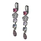 Earrings by Mariana Woman Dangling Rose and Lavender Swarovski Crystals