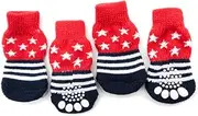 HOMOBABE Cute Star Pattern Pet Socks 4pcs/1 Pair Warm Cotton Socks for Poodle Non-Slip for Winter