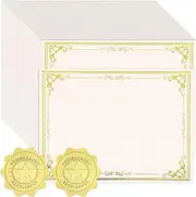 100 Sheets Certificate Paper with 100 Pcs Gold Seal Stickers, 8.5 × 11'' Printable Award Certificates for Graduation Marriage, Business Awards, Employee Recognition, Teacher Appreciation Certificates