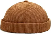 [YAMEE] Unisex Docker Cap Hats Skullcap Beanie Worker Sailor Cap Brimless Cap Retro Rolled Cuff Skull Caps with Adjustable