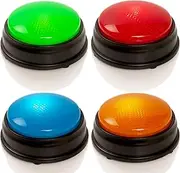 Learning Minds Answer Buzzers for Quizzes - Set of 4 Lights & Sounds Buzzers for Pub Quiz Games