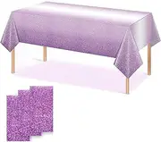 OQOQ Gradient Dots Plastic Tablecloth(3 Pack, Purple and White) - 54x108 Inches Disposable Rose Gold Table Cloth Party Decorations for Anniversary Lavender Birthday Dollhouse Party Supplies