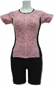 LACIERO(ラシエロ) LAS4106C 32 Line Drawing Print Short Sleeve Separate Swimwear Women's Pink 13L
