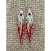 Handmade Miyuki Seed Bead Fringe Dangling Earrings Cactus Flower NWT