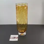 New Handblown WHEATON art glass signed studio OPTIC Amber footed vase WOW!