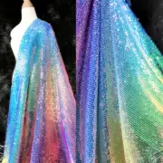 Gradient Color Rainbow Shiny Material Sequin Fish Scale Fabric for Dress DIY