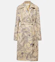 [Dries Van Noten] Dries Van Noten Floral wool-blend trench coat AU 14 beige