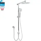 KYLINS WELS Chrome Round Twin 10" Rainfall Shower Head Sliding Rail Arm Set