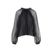 [Alberta Ferretti] Alberta Ferretti-Black Silk Blouse-Donna 38 IT