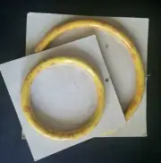 Vintage Golden Yellow Marbled Bangle NOS Sealed Med/Lg Queen Bead Ceramics
