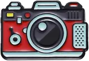 [BirtyQV] Cartoon camera styling personality metallic lacquer badge clothes, backpack accessories, let go of bare corsage