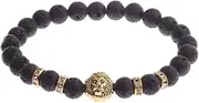 [IBOWZ] Crystal Bracelet Bead Bracelets Crystal Bracelet, 7 Chakra 8Mm Natural Lava Stone Beads Elastic Bangle Lion Animal Jewelry Pray Yoga Energy Balance Reiki Unlimited Charm Couple