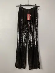 Max Mara Studio Women's Black 'papiri' Sequined Pants Size 4 NWT $850