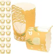 BRIGHTFUFU 50Pcs Flower Design Paper Cupcake Liners Oil Baking Cups for Muffins and Cakes and Greaseproof Cupcake Cases for Weddings Birthdays and Parties