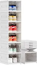 Harmon Wandyer Shoe Organizer Box 6-Tier Foldable Shoe Organizer, Fit Size 12, Multifunctional Shoe Box, No Installation Required All In One Universal Shoe Storage Boxes for Men and Women