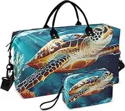 [ZRYSMY] Sea Turtle Ocean Duffel Bag for Traveling, Travel Bag Gym Bag, with Multiple Interior Pockets Shoulder Weekender Bag for Women Men with Toiletry Bag 20.5L x 1.9W x 13.8H, Multi-Colored, one