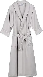 SUPERIOR Waffle Weave Cotton Unisex Bathrobe with Belt, Soft, Absorbent Robe for Men and Women, Bath Essentials, Long, Plush, Fluffy Robes for Shower, Spa, Honeycomb Solid, Extra Large, Silver