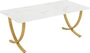 160cm Modern Dining Table with Faux Marble Top, Gold Legs, Luxury Design for Family Gatherings