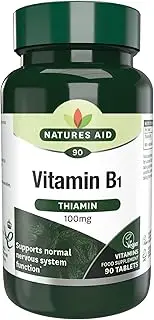 Natures Aid Vitamin B1 Thiamin, 100 mg, 90 Tablets (Contributes to Normal Functioning of the Nervous System, Made in the UK, Vegan Society Approved)
