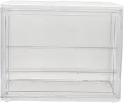 ERINGOGO Stackable Storage Bin with Removable Shelf High Transparent Action Figure Storage Box for Organizing Books Cosmetics and Items Dustproof and Space Saving Design