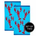 2 Pack Jacquard Velour Large Beach Towel 100 x 180 cms Cray Fish Renee Taylor