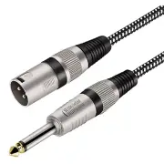 XLR Male to 1/4 Inch TS Cable 6 FT, Nylong Braided XLR 3 Pin Male to Quarter ...