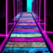Neon Dance Floor Runner Rugs, UV Black Light Reaction Non-Slip Carpet, Glow i...