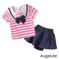 在飛比找Yahoo奇摩購物中心優惠-baby童衣 嬰兒套裝 粉色條紋水手服 52215