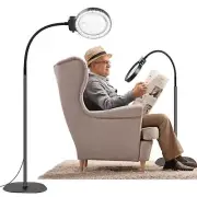 10X 30X Floor Magnifying Glass with Light and Stand,36 LED Flexible Gooseneck...