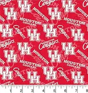 SYKEL ENTERPRISES Houston Cougars NCAA College Tone on Tone 43" Wide Cotton Quilting Fabric Sold by Yard