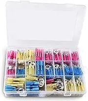 1 Pack 270Pcs Heat Shrink Wire Connectors Electrical Terminals Kit Crimp Connector Assortment Ring Fork Spade Splices Waterproof Automotive Marine