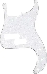 Musiclily Pro 5-String 13-Hole Contemporary P Bass Pickguard for Fender Mexican Precision Bass, 4Ply White Pearl