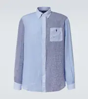 [Polo Ralph Lauren] Polo Ralph Lauren Patchwork linen shirt UK 15 blue
