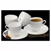 Deagourmet TRAME 8pc White Porcelain Espresso Cup & Saucer Set