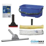 Commercial Window Cleaning Kit: Bucket, Squeegee, T-Bar Washer, Scraper, Cloth