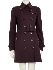 Purple Wool Logo Hardware Belted Coat