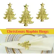 Christmas Decoration Napkin Holder Buckle Alloy Rings Gold Xmas Tree Shape
