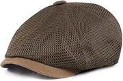 [BESTORI] Men's Newsboy Hat Adjustable Flat Cap Breathable Irish Cabbie Driving Hat Mesh Hunting Cap