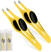 Professional Eyebrow Tweezers Slanted & Pointed Tip Stainless Steel 2, 3Xpcs Set