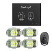 4PCS Wireless LED Drone Strobe Light Moto Car Bike Remote Control Anti-collision